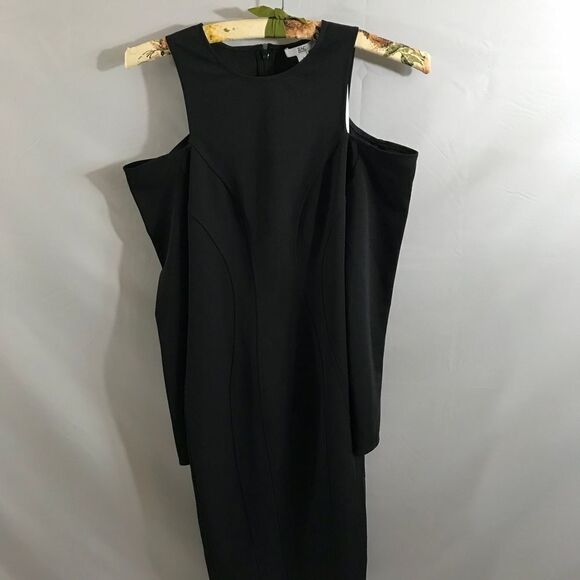 Zac Zac Posen Mattie Cold-Shoulder Bodycon Black Fitted Cocktail Dress - Picture 2 of 4